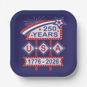 Assiettes En Carton Symbole du 250e anniversaire de la Retro USA 1776-