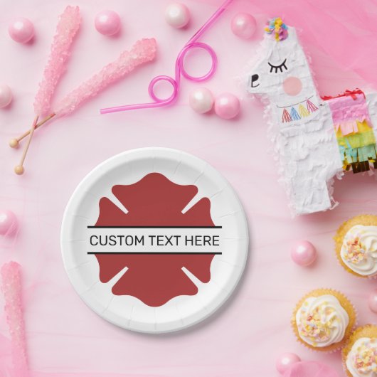 Assiettes En Carton Symbole du logo rouge du pompier personnalisé (Fête)