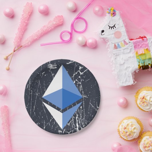 Assiettes En Carton symbole ethereum grunge crypto crypto monnaie arge (Fête)