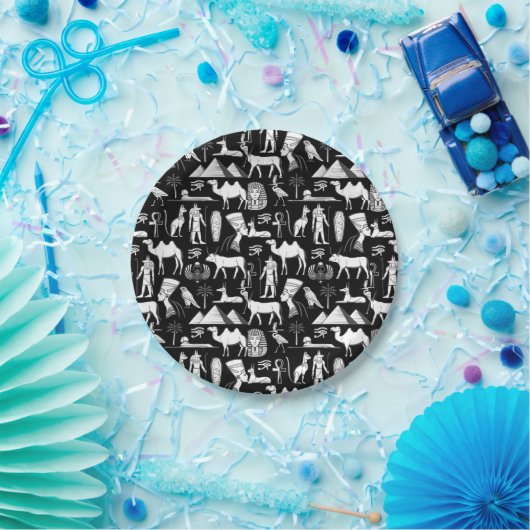 Assiettes En Carton Symbole Hiéroglyphique d'Égypte ancienne Motif (Fête)