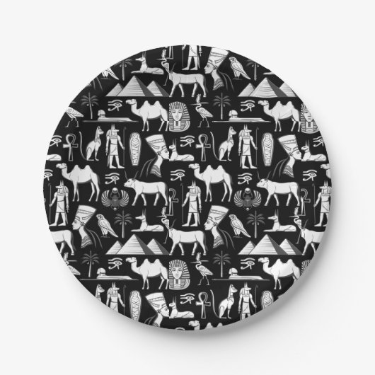 Assiettes En Carton Symbole Hiéroglyphique d'Égypte ancienne Motif (Devant)