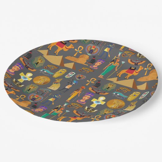 Assiettes En Carton SYMBOLE HIÉROglyphique égyptien Motif pharaon (Angle)