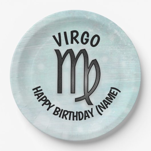 Assiettes En Carton Symbole Horoscope Virgo Anniversaire Personnalisé (Devant)