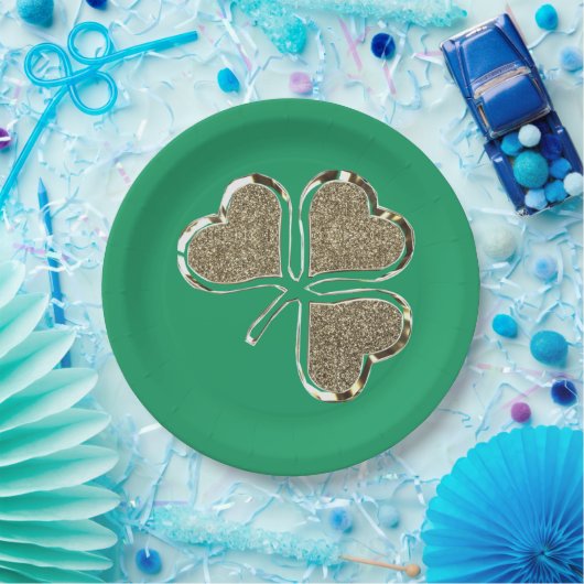 Assiettes En Carton Symbole irlandais shamrock Clover Irlande Gold Ele (Fête)