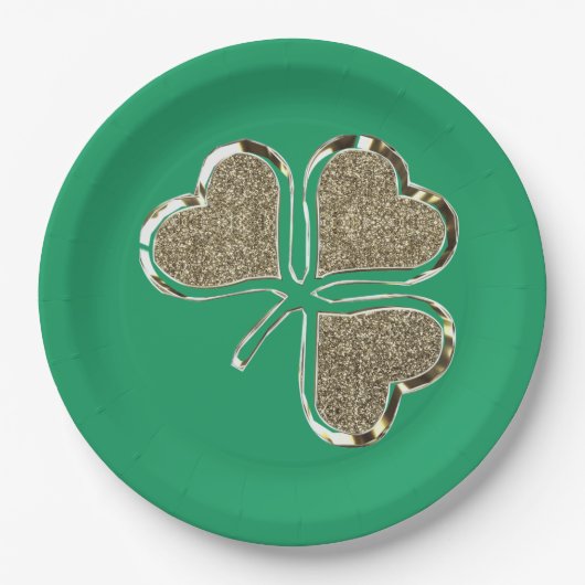 Assiettes En Carton Symbole irlandais shamrock Clover Irlande Gold Ele (Devant)