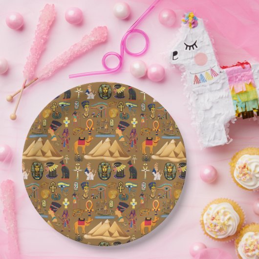 Assiettes En Carton SYMBOLE motif D'HIÉROglyphE ANCIEN (Fête)