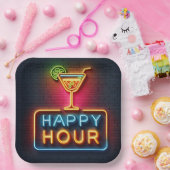 Assiettes En Carton SYMBOLE NEON Happy Hour (Fête)