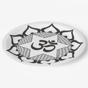 Assiettes En Carton Symbole original noir Yoga OM
