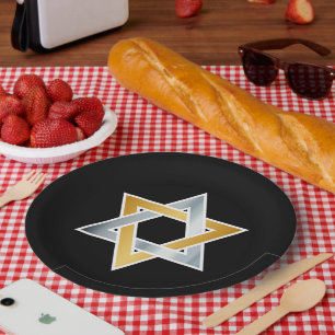 Assiettes En Carton Symbole original or argent étoile de David
