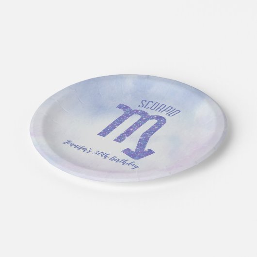 Assiettes En Carton Symbole personnalisé Scorpio violet fête d'anniver (Angle)