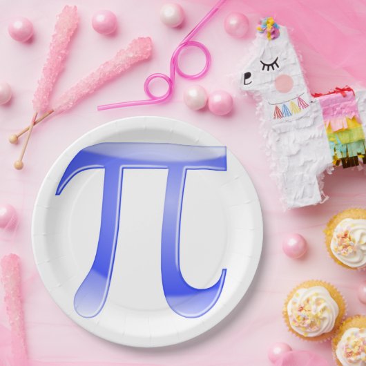 Assiettes En Carton Symbole Pi bleu brillant (Fête)