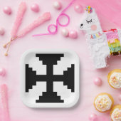 Assiettes En Carton Symbole Pixel Art Black Cross (Fête)