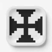 Assiettes En Carton Symbole Pixel Art Black Cross (Recto)