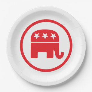 Assiettes En Carton Symbole politique du parti républicain (éléphant)