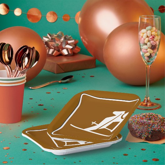 Assiettes En Carton Symbole récréatif de la zone de ski