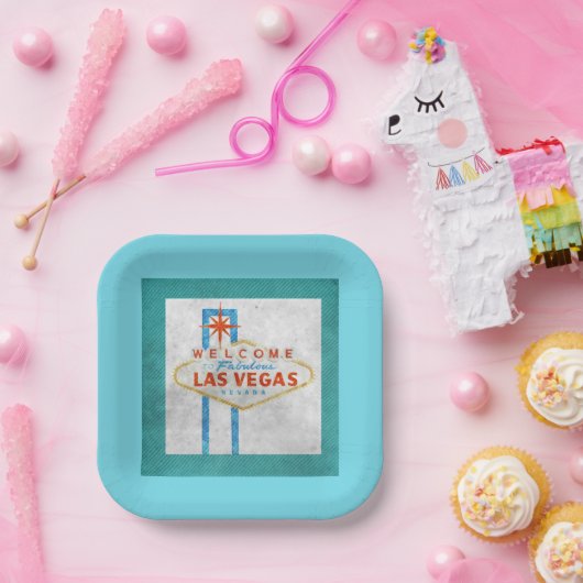 Assiettes En Carton SYMBOLE REtro Vegas Grunge Style (Fête)