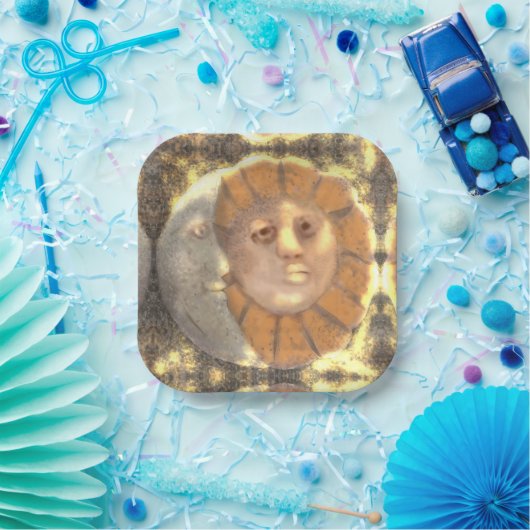 Assiettes En Carton Symbole soleil et lune relique conception de l'oeu (Fête)