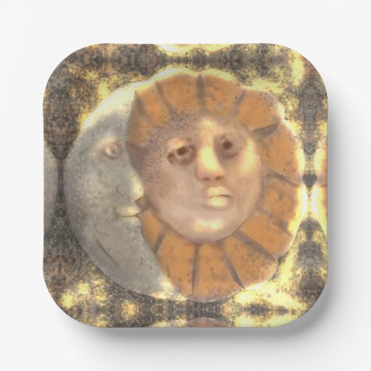 Assiettes En Carton Symbole soleil et lune relique conception de l'oeu (Recto)