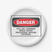 Assiettes En Carton Symbole spatial confiné en danger (Devant)