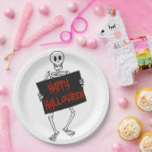 Assiettes En Carton SYMBOLE Squelette Holding Happy Halloween (Fête)