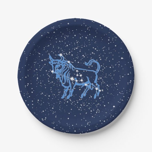 Assiettes En Carton Symbole Taurus Constellation et Zodiaque avec étoi (Devant)