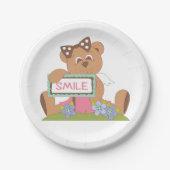 Assiettes En Carton Symbole Teddy Bear with Bow Holding Smile (Devant)