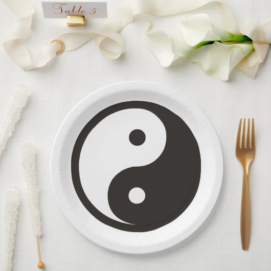 Assiettes En Carton Symbole Yin Yang - tatouage solide (Mariage)