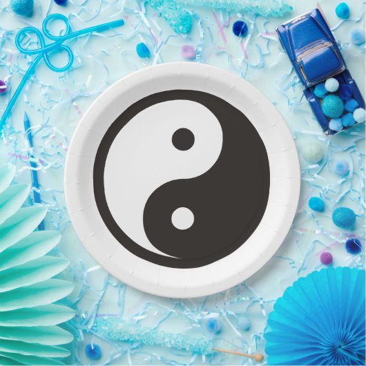 Assiettes En Carton Symbole Yin Yang - tatouage solide (Fête)
