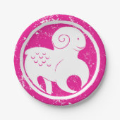 Assiettes En Carton SYMBOLE Zodiaque Aries Grunge Ram Rose Astrologie (Devant)