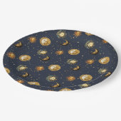 Assiettes En Carton Symboles d'astrologie Navy Gold Cosmiques (Angle)