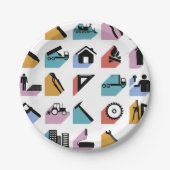 Assiettes En Carton Symboles de construction (Devant)