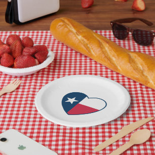 Assiettes En Carton Symboles du Texas, Drapeau du Texas, Cœur