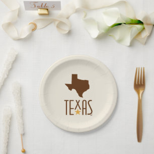Assiettes En Carton Symboles du Texas, Etat du Texas, brun