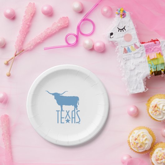 Assiettes En Carton Symboles du Texas, Longhorn, bleu (Fête)