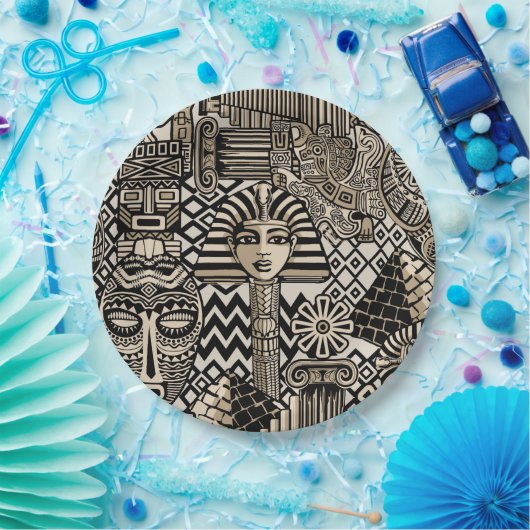 Assiettes En Carton Symboles historiques anciens Style de tatouage (Fête)