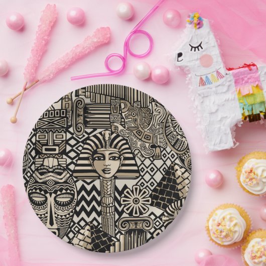 Assiettes En Carton Symboles historiques anciens Style de tatouage (Fête)