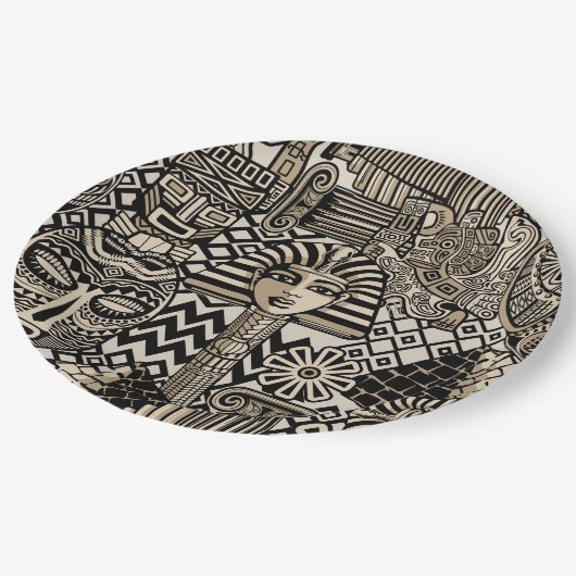 Assiettes En Carton Symboles historiques anciens Style de tatouage (Angle)