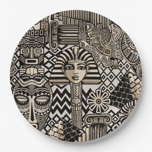 Assiettes En Carton Symboles historiques anciens Style de tatouage (Devant)