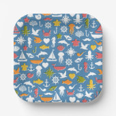 Assiettes En Carton Symboles maritimes Motif (Recto)