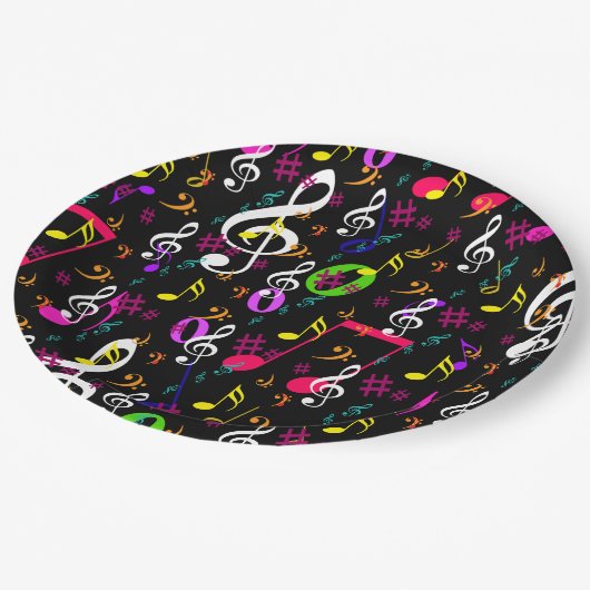 Assiettes En Carton Symboles musicaux Design Motif (Angle)