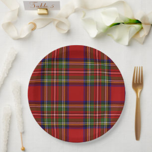 Assiettes En Carton Symétrie écossaise Plaid de Royal Stewart Tartan