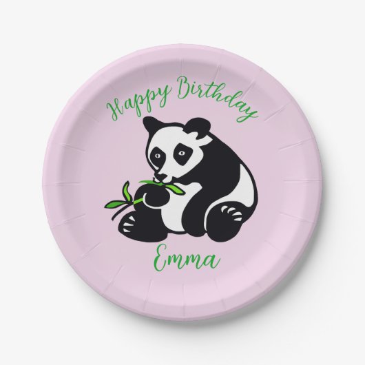 Assiettes En Carton Sympa graphique PANDA ours - Joyeux anniversaire - (Devant)