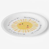 Assiettes En Carton Sympa jaune soleil illustration fête d'anniversair (Angle)