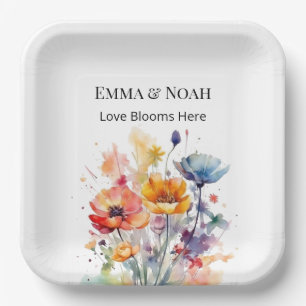 Assiettes En Carton Symphonie fleur sauvage : Aquarelle de printemps c