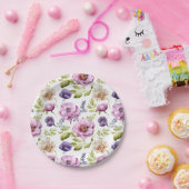 Assiettes En Carton Symphonie Royal Bloom Purple Floral Pattern (Fête)