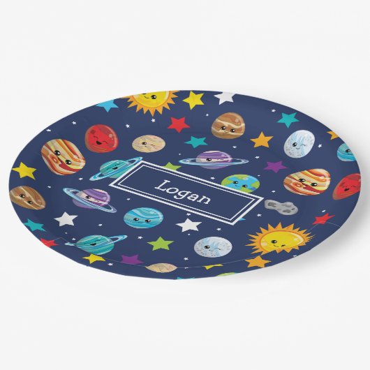Assiettes En Carton Système solaire Motif pour enfants Anniversaire (Angle)