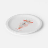 Assiettes En Carton T Monogramme Nom Pampas Herbe Orchidées Blanches (Angle)