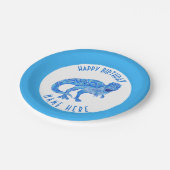 Assiettes En Carton T-Rex Blue Dinosaur Cute Prehistory Party Thème (Angle)