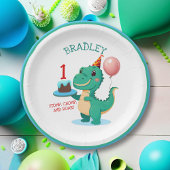Assiettes En Carton T Rex Dinosaur Ajouter l'âge Anniversaire