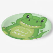 Assiettes En Carton T-Rex Dinosaur Baby shower vert (Angle)